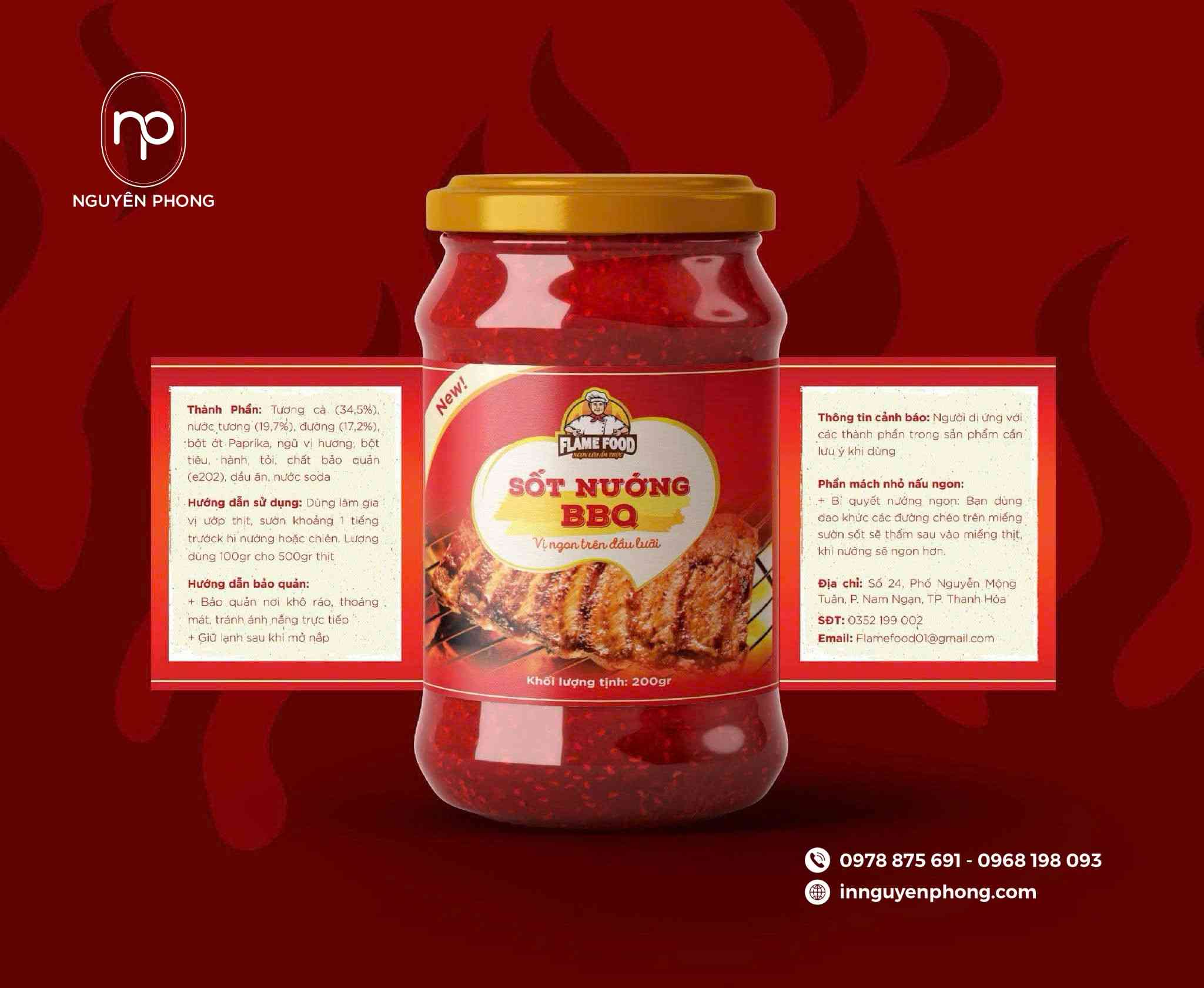 Mẫu sticker dán sốt nướng BBQ